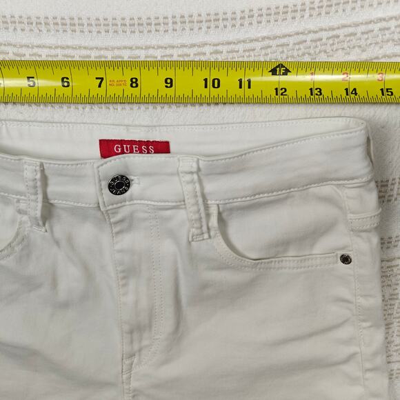 Guess White Denim Shorts Rolled Hem Casual High Rise Size 30 NEW - Picture 3 of 9